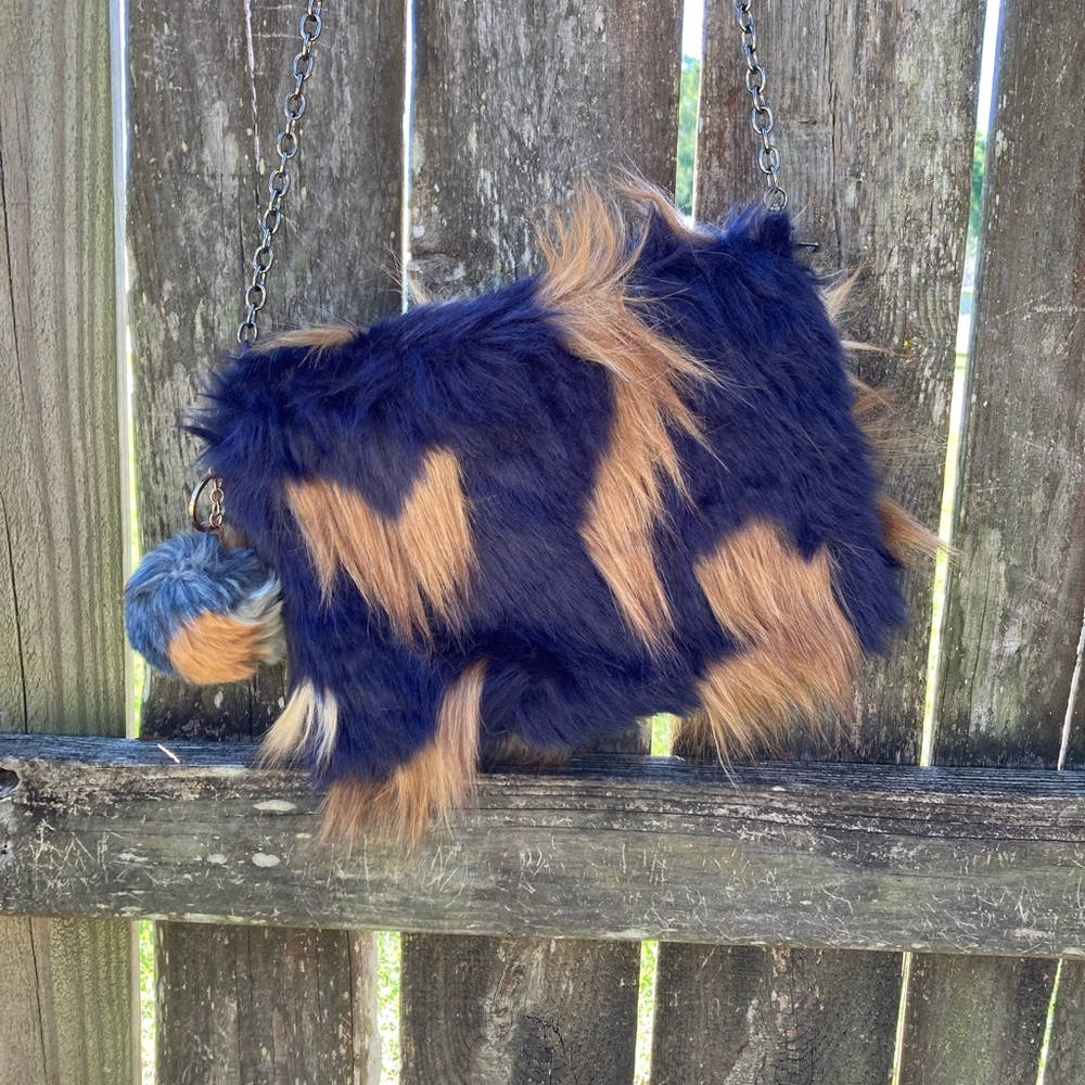 Black and Tan Faux Fur Crossbody Bag - Picture 2 of 3